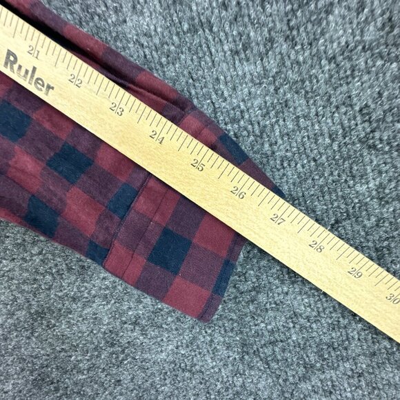 Teddy‎ Stratford Shirt Mens 3 M/L Maroon Blue Zip Button Up Check Cotton Pockets - Picture 14 of 16